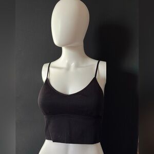 Dynamite Black Ribbed Spaghetti-Strap Tank